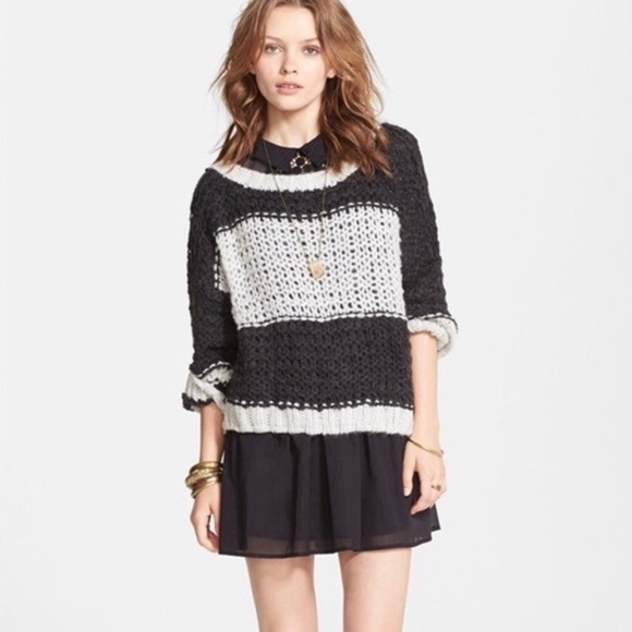 Free People Charcoal Monaco Pullover Open Knit Stitch Alpaca/Wool Blend Sweater - Picture 3 of 15